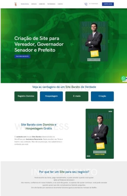 Criação de Site para Políticos, Vereadores, Prefeitos, Senadores, Governadores e Deputados Estaduais e Federais