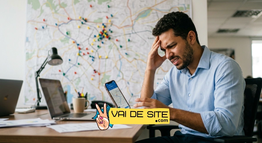 Celular mostrando uma empresa em primeiro lugar nas buscas locais do Google