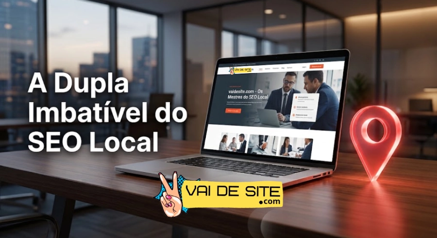 Notebook exibindo um site profissional integrado à ficha do Google Meu Negócio para atração orgânica de clientes