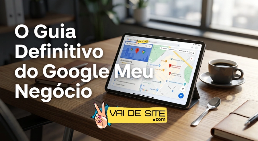 Tablet exibindo o Google Meu Negócio, ilustrando o guia definitivo da VaiDeSite.com sobre SEO local