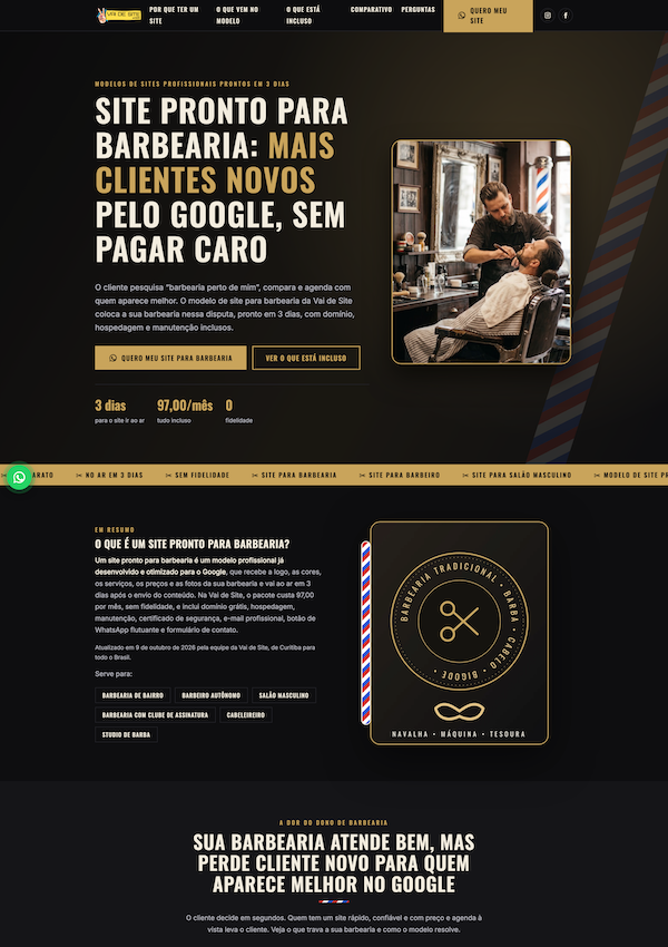 Site pronto para Barbearia: mais clientes novos pelo Google site pronto para barbearia é um modelo profissional já desenvolvido e otimizado para o Google
